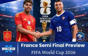 France national football team players celebrating ahead of a FIFA World Cup 2026 semi-final clash against Spain.