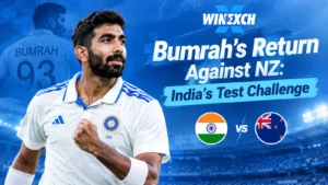 Jasprit Bumrah bowling for India in Test cricket ahead of the New Zealand series.