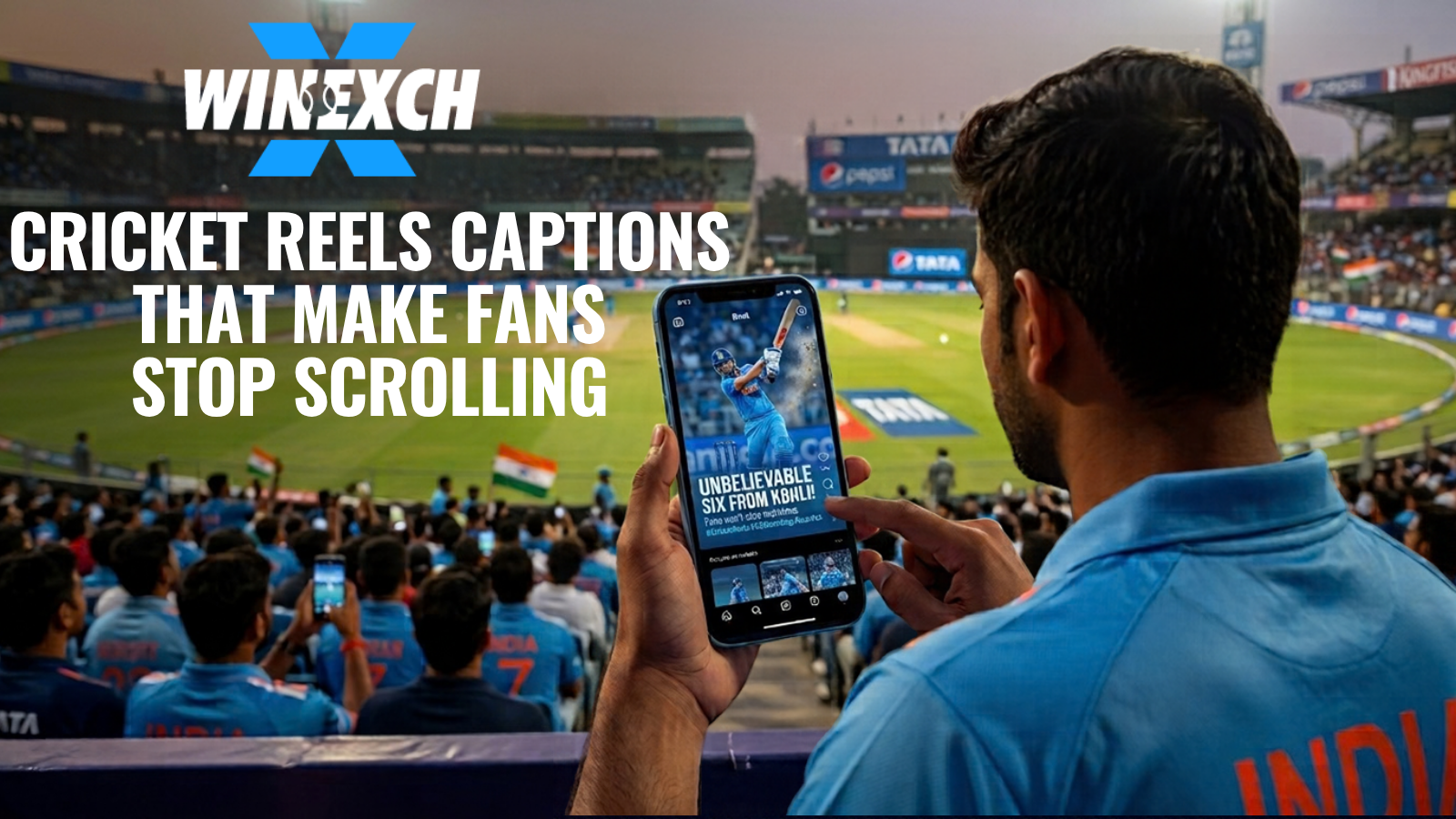 Cricket batter playing a powerful shot for engaging reels captions