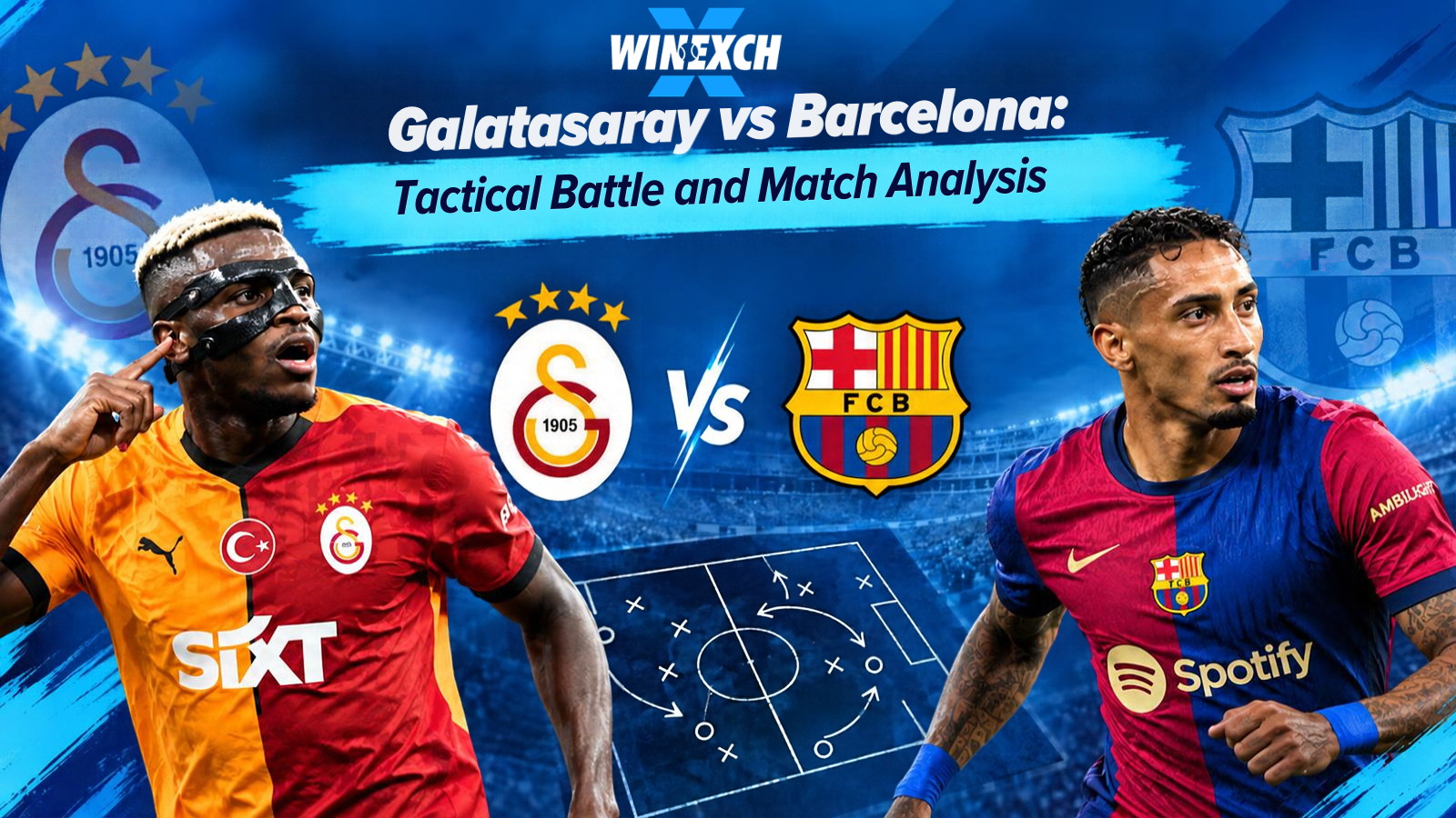 Galatasaray vs Barcelona match analysis highlighting tactical formations, midfield control, and attacking strategies.